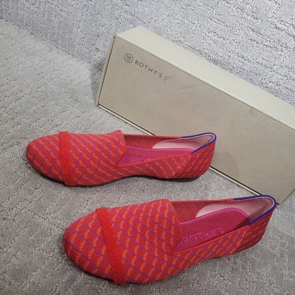 Rothy's The Loafer Pomegranate Grid Slip On Shoes Women's Size US 8.5, 9.5, 10 - Picture 6 of 9